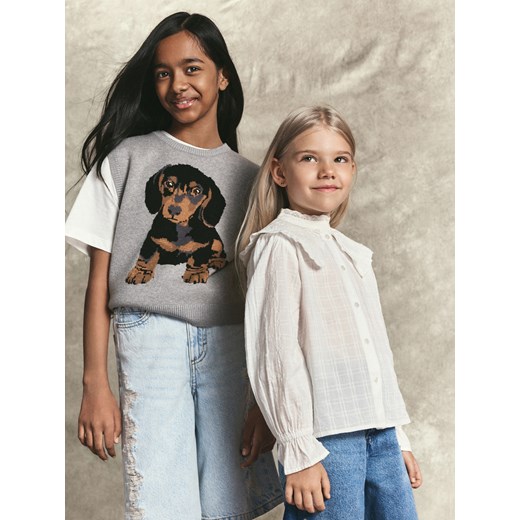 Reserved - Dzianinowa kamizelka z wiskozą - jasnoszary ze sklepu Reserved w kategorii Kamizelki dziewczęce - zdjęcie 186577126