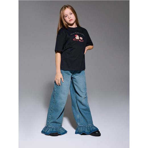 Sinsay - Bawełniana koszulka z nadrukiem Pusheen the Cat - czarny ze sklepu Sinsay w kategorii Bluzki dziewczęce - zdjęcie 186578525