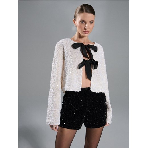 Sinsay - Żakiet z ozdobnymi wiązaniami - kremowy ze sklepu Sinsay w kategorii Marynarki damskie - zdjęcie 186578609