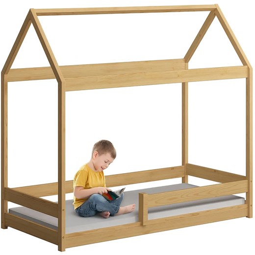 Łóżko dla dziecka ze stelażem i materacem, sosna L6-E50 ze sklepu Edinos.pl w kategorii Łóżka dziecięce - zdjęcie 186578675