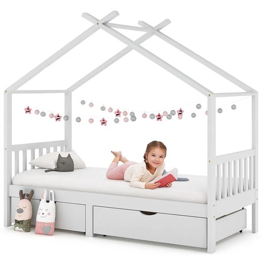 Białe łóżko dziecięce z szufladami 90x200 cm B2-Z44 ze sklepu Edinos.pl w kategorii Łóżka dziecięce - zdjęcie 186578678