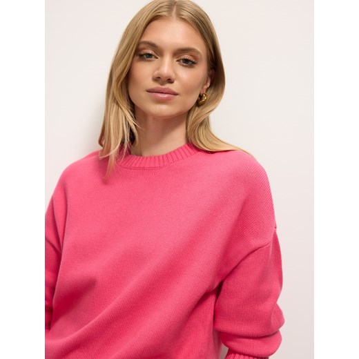 Mohito - Różowy sweter z bawełną - fuksjowy ze sklepu Mohito w kategorii Swetry damskie - zdjęcie 186579006