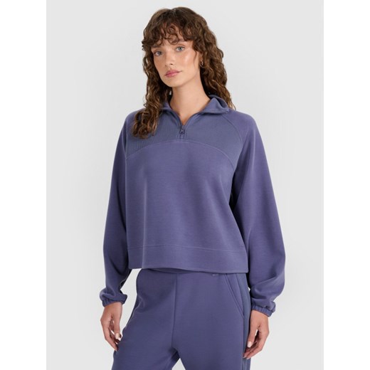 Damska bluza dresowa nierozpinana bez kaptura 4F 4FWAW25TSWSF1836 - niebieska ze sklepu Sportstylestory.com w kategorii Bluzy damskie - zdjęcie 186580017
