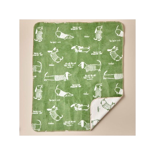 BELLA MAISON Kocyk &quot;Sausage Dog&quot; w kolorze zielono-białym - 120 x 100 Bella Maison onesize promocyjna cena Limango Polska