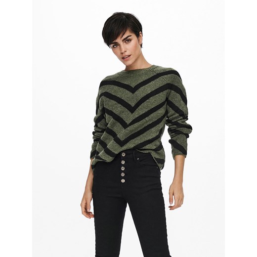 ONLY Sweter w kolorze oliwkowo-czarnym ze sklepu Limango Polska w kategorii Swetry damskie - zdjęcie 186580926