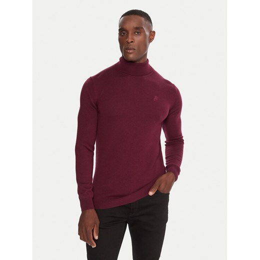 KARL LAGERFELD Golf 655058 554399 Bordowy Regular Fit ze sklepu MODIVO w kategorii Swetry męskie - zdjęcie 186582477
