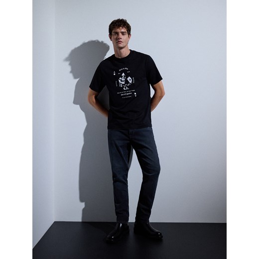 Reserved - T-shirt regular z nadrukiem - czarny ze sklepu Reserved w kategorii T-shirty męskie - zdjęcie 186584107