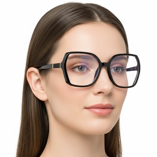 Damskie okulary zerówki z filtrem Blue Light POL-BLF-972KA czarne ze sklepu Stylion w kategorii Okulary zerówki damskie - zdjęcie 186584929