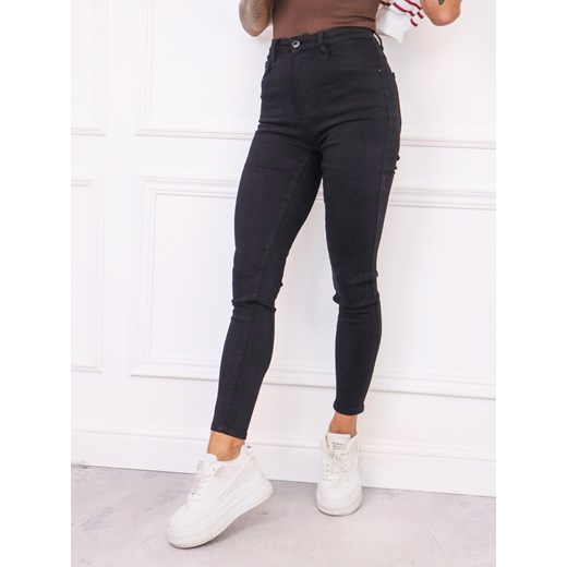 SPODNIE JEANSOWE SKINNY Z WYSOKIM STANEM- CZARNE ze sklepu olika.com.pl w kategorii Jeansy damskie - zdjęcie 186585008