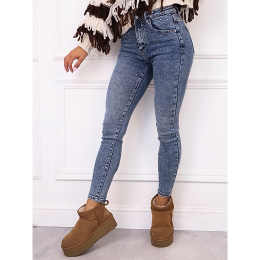 SPODNIE JEANSOWE SKINNY W CYRKONIE- JEANS ze sklepu olika.com.pl w kategorii Jeansy damskie - zdjęcie 186585019