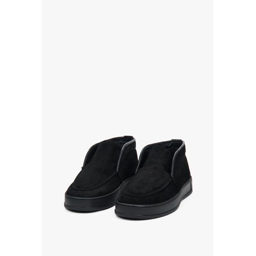 Estro: Czarne mokasyny damskie z włoskiego weluru naturalnego Premium z wysoką Estro 39 Estro