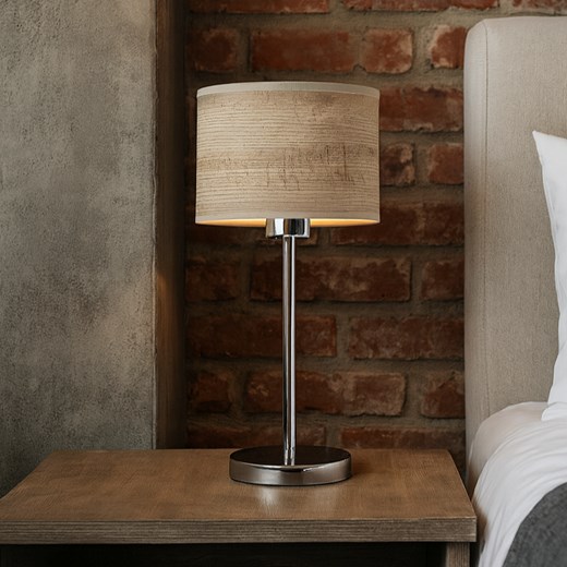 Chromowana lampka na stolik nocny NICEA ECO z designerskim abażurem ze sklepu Lysne w kategorii Lampy stołowe - zdjęcie 186585609