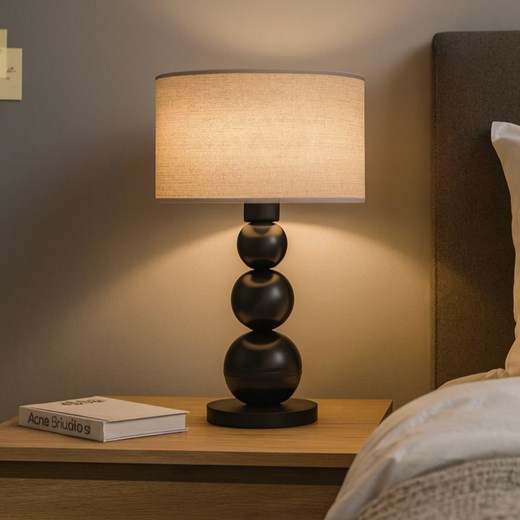 Czarna lampka stołowa do czytania w sypialni HONOLULU ECO ze sklepu Lysne w kategorii Lampy stołowe - zdjęcie 186585617