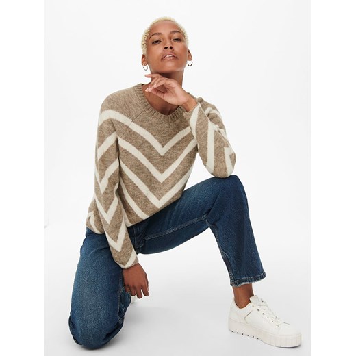 ONLY Sweter w kolorze szarobrązowo-kremowym XS promocyjna cena Limango Polska