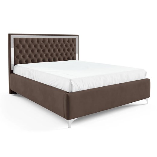 Brązowe nowoczesne łózko z pikowanym zagłówkiem A4-C74 ze sklepu Edinos.pl w kategorii Łóżka i materace - zdjęcie 186587057