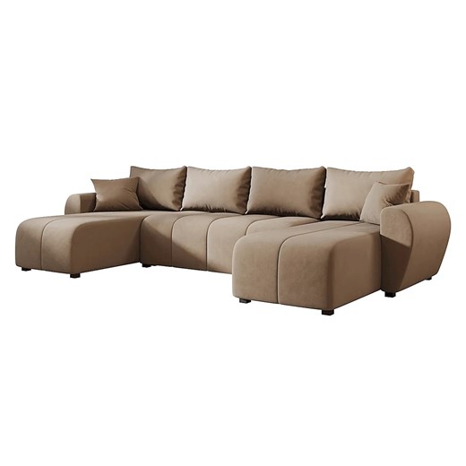 Beżowy narożnik welurowy w kształcie U W3-P77 - id: 53365 - marki Elior - 186587087 Beżowy narożnik welurowy w kształcie U W3-P77 ze sklepu Edinos.pl w kategorii Narożniki - zdjęcie 186587087