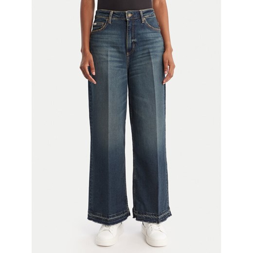 Guess Jeans Jeansy W5BA2Z D5RAB Granatowy Wide Leg ze sklepu MODIVO w kategorii Jeansy damskie - zdjęcie 186588377