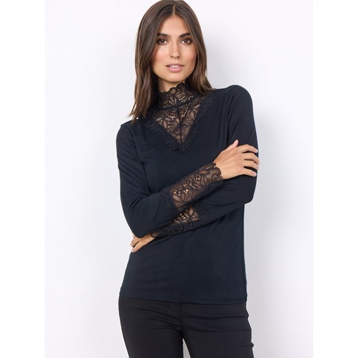 soyaconcept® Damska koszulka z długim rękawem - SC-Marica Kobiety Dżersej czarny jednolity ze sklepu vangraaf w kategorii Bluzki damskie - zdjęcie 186589755