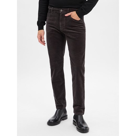 Andrew James Męskie spodnie sztruksowe - Aiden Mężczyźni Bawełna antracytowy jednolity ze sklepu vangraaf w kategorii Spodnie męskie - zdjęcie 186589766
