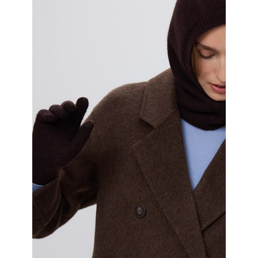 Reserved - Wełniane rękawiczki z kaszmirem - ciemnobrązowy Reserved ONE SIZE Reserved