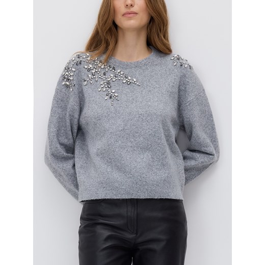 Reserved - Sweter z ozdobnymi aplikacjami - jasnoszary ze sklepu Reserved w kategorii Swetry damskie - zdjęcie 186591229