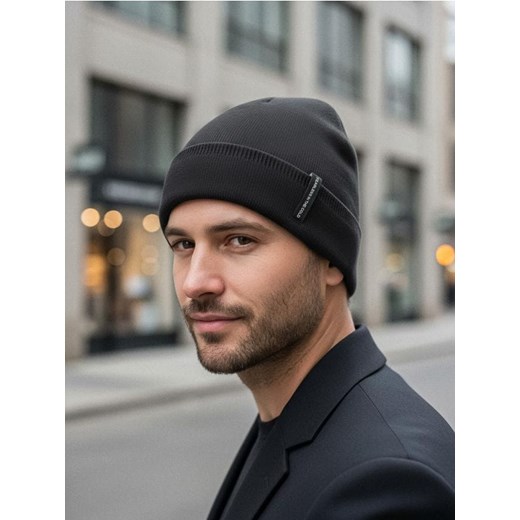 Sinsay - Czapka beanie z wiskozą - czarny ze sklepu Sinsay w kategorii Czapki zimowe męskie - zdjęcie 186592228