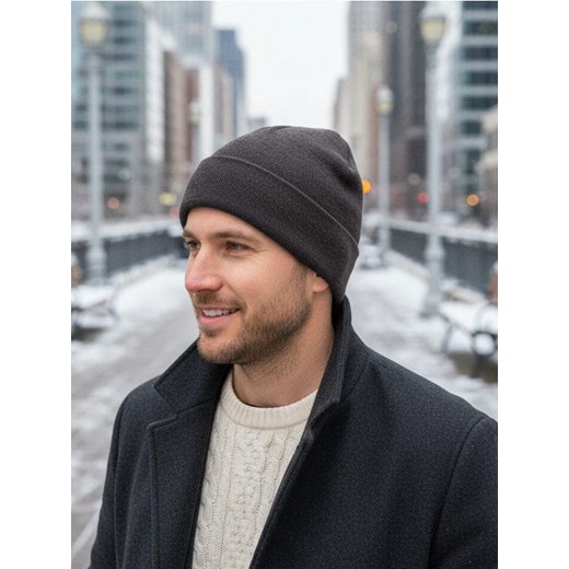 Sinsay - Czapka beanie z domieszką wiskozy - szary - id: 389GG-90M - marki Sinsay - 186592256 Sinsay - Czapka beanie z domieszką wiskozy - szary ze sklepu Sinsay w kategorii Czapki zimowe męskie - zdjęcie 186592256