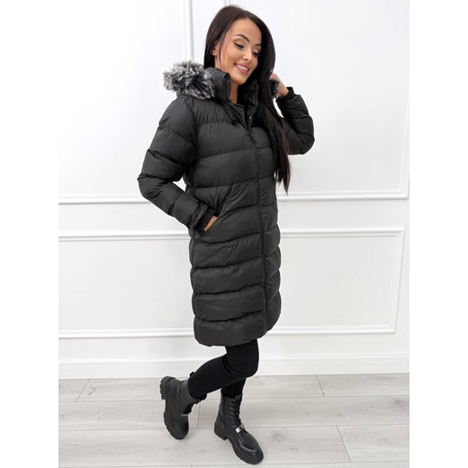 Czarna Kurtka z Futerkiem przy Kapturze Modnakiecka.pl 42 ModnaKiecka.pl