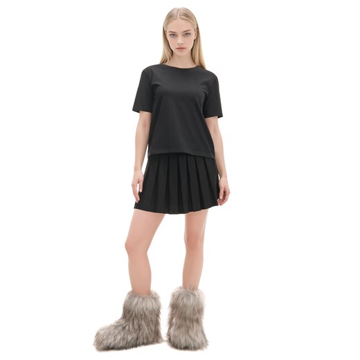 Cropp - Czarna plisowana spódnica mini - czarny Cropp L Cropp