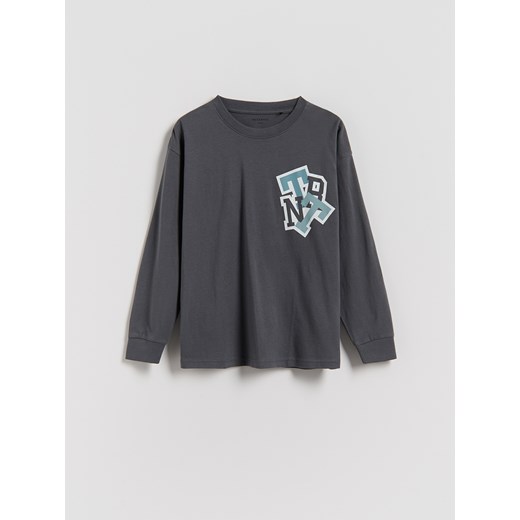 Reserved - Bawełniany longsleeve - ciemnoszary ze sklepu Reserved w kategorii Bluzy chłopięce - zdjęcie 186593479