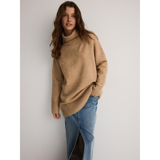 Reserved - Sweter z golfem - beżowy ze sklepu Reserved w kategorii Swetry damskie - zdjęcie 186593509