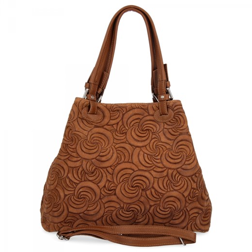 Włoska Torebka Skórzana Shopper Bag w Modne Wzory 5566-S Ruda - id: 108149 - marki Other - 186594328 Włoska Torebka Skórzana Shopper Bag w Modne Wzory 5566-S Ruda ze sklepu PaniTorbalska w kategorii Torby Shopper bag - zdjęcie 186594328