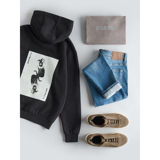 Reserved - Bluza z nadrukiem na plecach - czarny ze sklepu Reserved w kategorii Bluzy męskie - zdjęcie 186594746