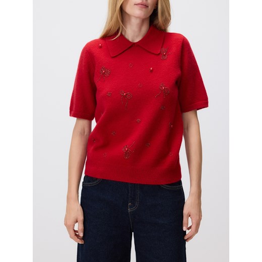 Reserved - Sweter z aplikacjami - czerwony Reserved L Reserved