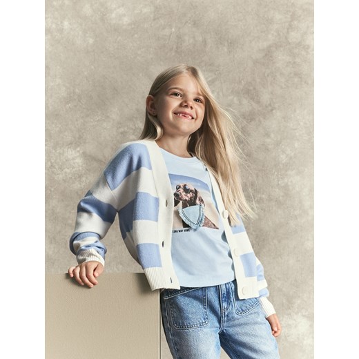 Reserved - Rozpinany kardigan z wiskozą - jasnoniebieski ze sklepu Reserved w kategorii Swetry dziewczęce - zdjęcie 186596316