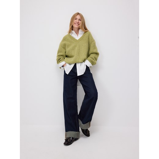 Reserved - Sweter oversize - zielony - id: 279GV-71M - marki Reserved - 186596317 Reserved - Sweter oversize - zielony ze sklepu Reserved w kategorii Swetry damskie - zdjęcie 186596317