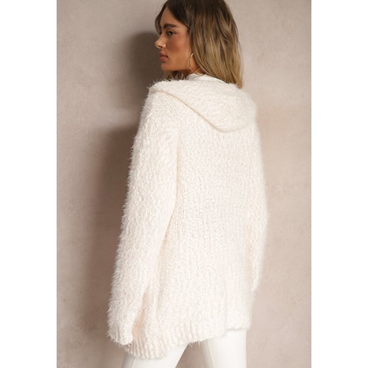 Beżowy Zapinany Kardigan z Kapturem i Kieszeniami Naustinas Renee ONE SIZE renee.pl