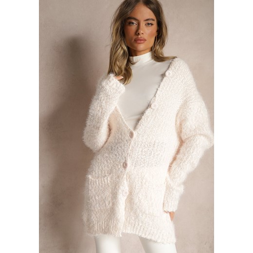 Beżowy Zapinany Kardigan z Kapturem i Kieszeniami Naustinas Renee ONE SIZE renee.pl