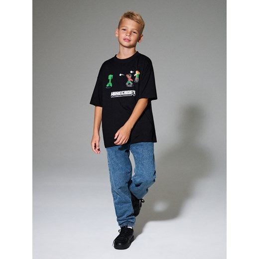 Sinsay - Koszulka oversize Minecraft - czarny Sinsay 140 (9-10 l) Sinsay