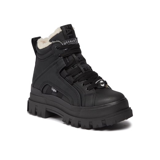 Sneakersy Buffalo Aspha Nc Mid Warm 1622186 Czarny ze sklepu eobuwie.pl w kategorii Workery damskie - zdjęcie 186600706