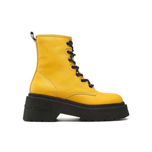 Trzewiki Tommy Jeans Lace Up Chunky EN0EN02057 Żółty ze sklepu eobuwie.pl w kategorii Workery damskie - zdjęcie 186600877