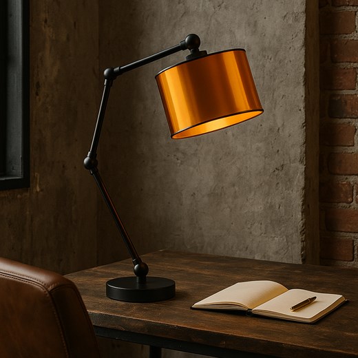 Czarna lampka biurkowa w stylu loft ASMARA MIRROR z regulacją ze sklepu Lysne w kategorii Lampy stołowe - zdjęcie 186604779