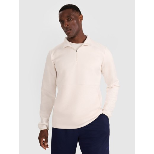 Męska bluza treningowa bez kaptura 4F 4FWAW25TFSWM561 - biała ze sklepu Sportstylestory.com w kategorii Bluzy męskie - zdjęcie 186605115