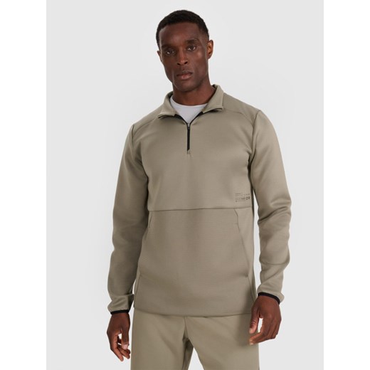 Męska bluza treningowa bez kaptura 4F 4FWAW25TFSWM561 - khaki ze sklepu Sportstylestory.com w kategorii Bluzy męskie - zdjęcie 186605129