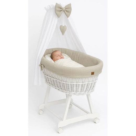 Beżowy Zestaw Łóżeczko Z Baldachimem W4-R35 ze sklepu Edinos.pl w kategorii Łóżka dziecięce - zdjęcie 186605179