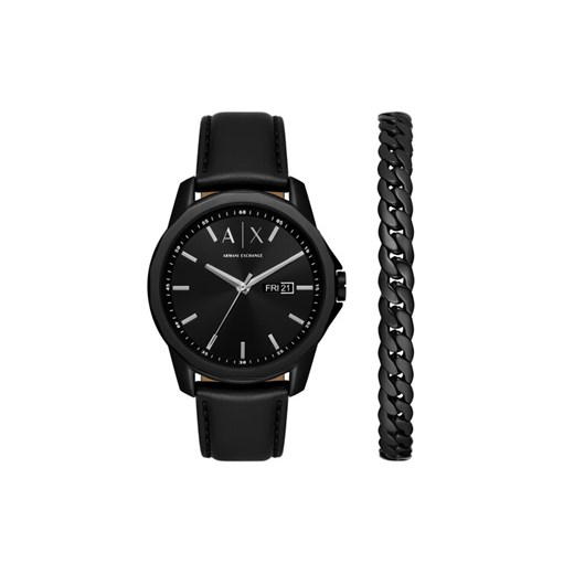 Zegarek Armani Exchange Banks Gift Set AX7147SET Czarny ze sklepu eobuwie.pl w kategorii Zegarki - zdjęcie 186605216