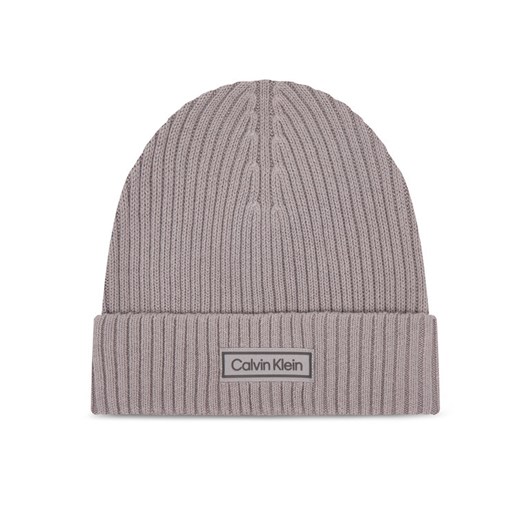 Czapka Calvin Klein Patch Chunky LV04D8053G Szary ze sklepu eobuwie.pl w kategorii Czapki zimowe męskie - zdjęcie 186605226
