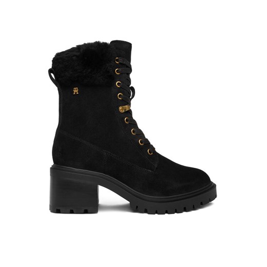 Tommy Hilfiger Trzewiki Th Shearling Lace Up Boot FW0FW08999 Czarny ze sklepu MODIVO w kategorii Kozaki damskie - zdjęcie 186605815