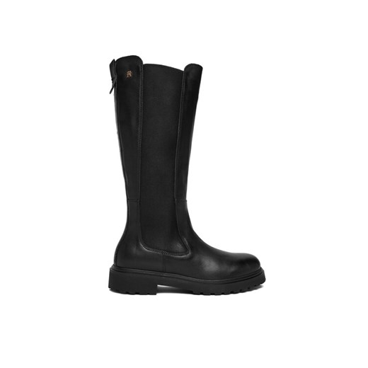 Tommy Hilfiger Kozaki Th Lthr Cleated Long Boot FW0FW08985 Czarny ze sklepu MODIVO w kategorii Kozaki damskie - zdjęcie 186605969