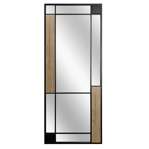 Loftowe lustro z elementami geometrycznymi dąb + czarny A8-L77 ze sklepu Edinos.pl w kategorii Lustra - zdjęcie 186610339